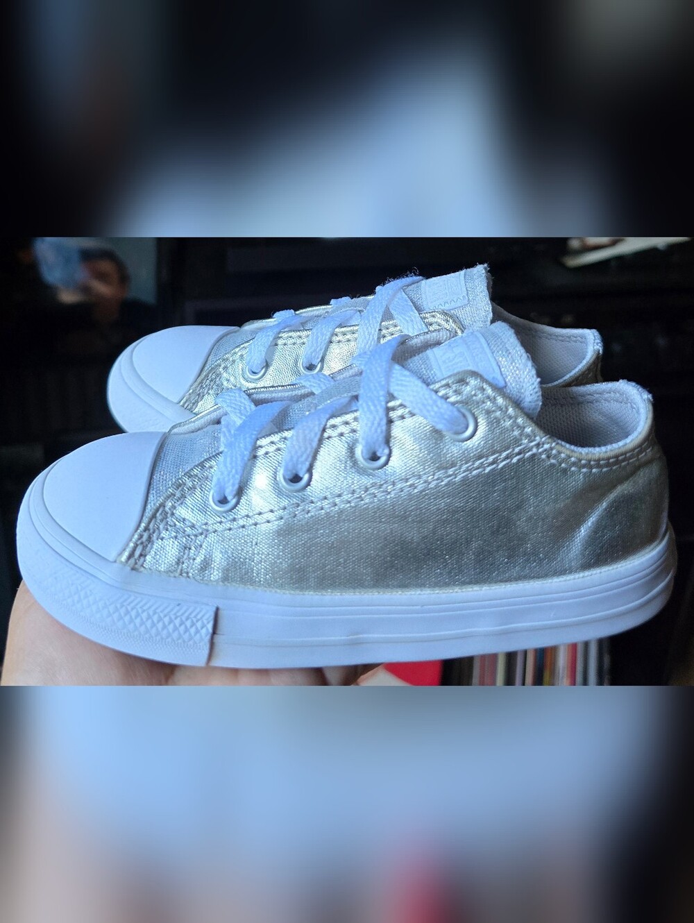 Sz 10 Toddler Girl's CONVERSE CTAS DAINTY LUCKY METALLIC Casual Shoes
